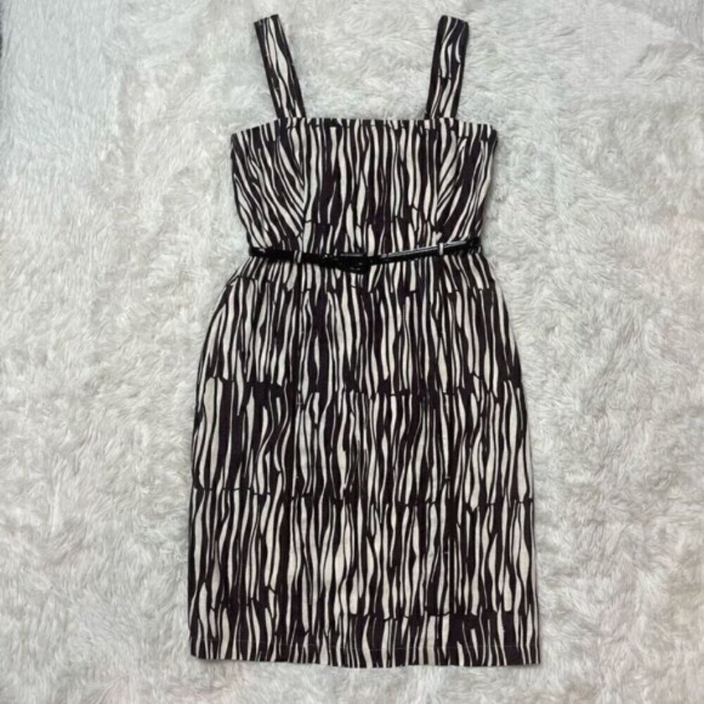 Max Mara Brown Beige Linen Sleeveless Sheath Dress Career Belted